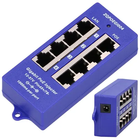 Extralink PoE Injector 4 Port / PoE injektor / 4X Gigabit RJ45 / 48V
