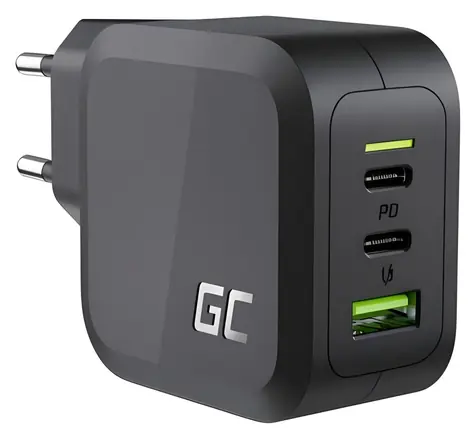 Green Cell GaN USB nabíjačka 65W / Nabíjačka / 2x USB-C / 1x USB-A