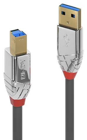 Lindy Cromo Line USB 3.0 AB sivá / USB kábel / USB-A / USB-B / 5 Gbit / s / 0,5 m