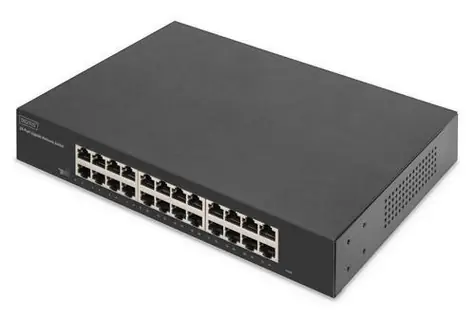 Digitus DN-80113-2 čierna / Switch / 24 portov Gigabit Ethernet / Unmanaged / 19" rack / bez ventilátora