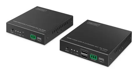 Digitus HDMI Fiber KVM extender čierna / Extender / 4K 60Hz / Singlemode 40 km / HDCP 2.2 / vysielač a prijímač