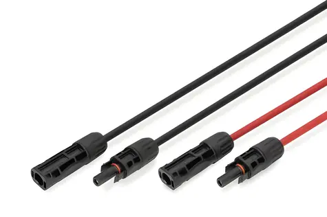 Digitus predlžovací solárny kábel MC4 3 m čierny, červený / Solárny kábel / 6 mm2 / 1500 V DC / 30 A / IP65/68