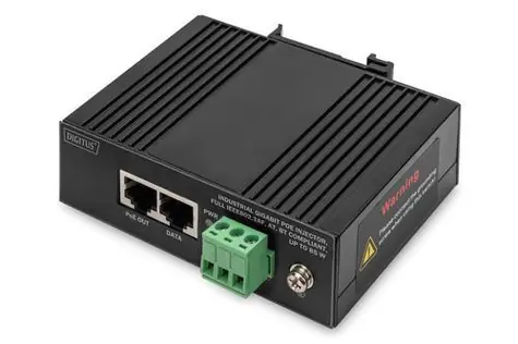 Digitus DN-651141 / PoE injektor / priemyselný / Gigabit / IEEE 802.3 AF/at/bt / 85 W / DIN lišta