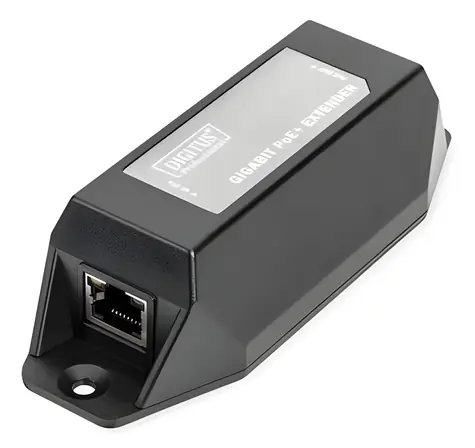 Digitus Gigabit PoE+ opakovač / Sieťový opakovač / PoE+ 802.3 AF/at / dosah 100 m / 22 W / Nástenný