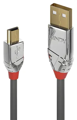Lindy Cromo Line sivá / USB kábel / USB-A - Mini-USB B / 0,5 m / 480 Mbit/s