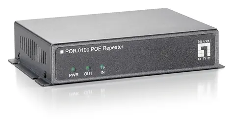 LevelOne POR-0100 sivá / PoE repeater / 2x FE / Kaskádovateľný / dosah +100 m / IEEE 802.3x