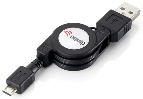 Equip USB-A - Micro-USB B čierny / Kábel / USB 2.0 / Vysúvací / 1 m