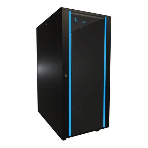 Extralink Rack stojanový 27U čierny / Stojanový rozvádzač / 19" / šírka 600 mm / hĺbka 1000 mm / sklenené dvere