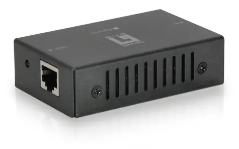 LevelOne PoE repeater čierna / Sieťový opakovač / 2x FE PoE / dosah 100 m / nástenná montáž