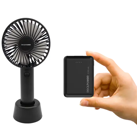 RealPower Mobile Bundle Ventilátor + PB-10000mini HD/Sada/Ventilátor 1200 mAh/Powerbanka 10000 mAh