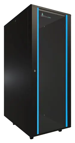 Extralink 37U 19" čierna / Stojanový rozvádzač / 600×1000 mm / Sklenené dvere / Nosnosť 1200 kg