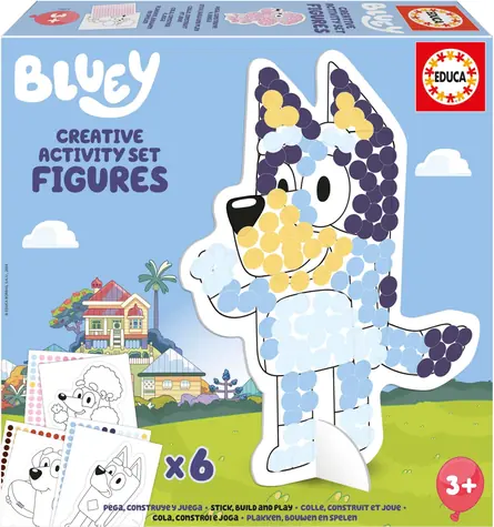 Educa Kreatívna sada Bluey / 6 kartónových panelov / 100+ samolepiek / 3D postavičky