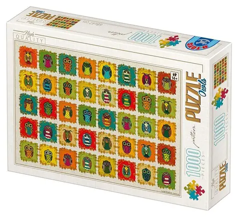 D-TOYS Puzzle Vzorkovník: Sovy / 1000 dielikov / 68x47 cm