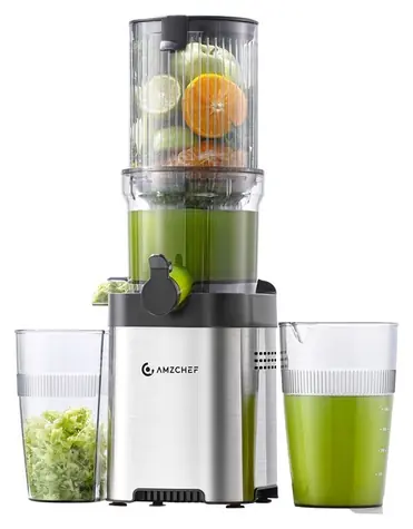 AMZCHEF CE-ZM1902M-SV strieborná / Pomalý odšťavovač / Hands-Free / 118 mm plniaci otvor / spätný chod
