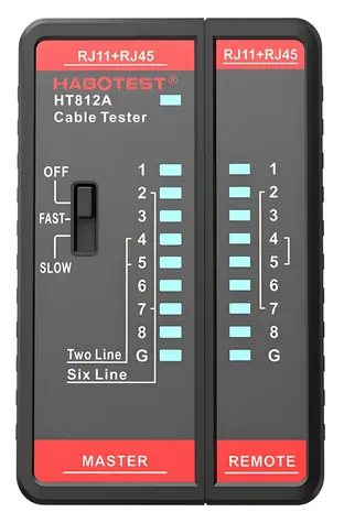 Habotest HT812A / Tester sieťových káblov / RJ45, RJ14, RJ12, RJ9 / 8P/6P/4P/2P