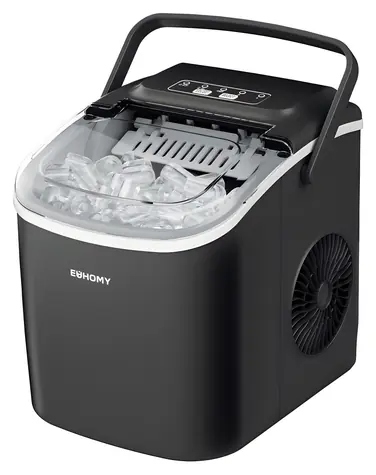 Euhomy IM016 čierna / Výrobník kociek ľadu / 12 kg/24h / samočistenie / dotykové ovládanie