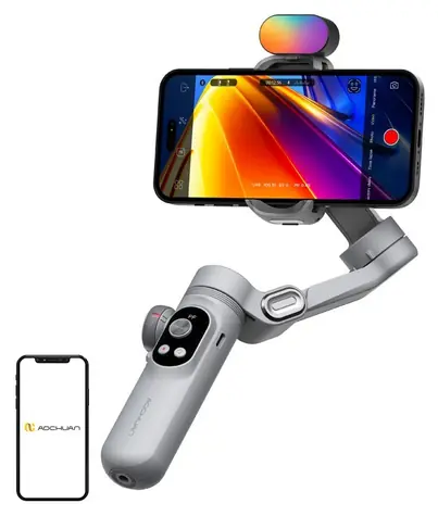 AOCHUAN X Pre šedý / Stabilizátor / 3osý / RGB osvetlenie / Bezdrôtové nabíjanie / OLED displej