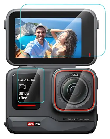 Puluz PU951T / Ochranné sklo 3v1 / Insta360 Ace Pro / Tvrdené sklo / Displej + objektív