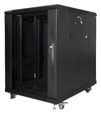 Lanberg 15U 19" čierna / Stojanový rozvádzač / 600×800 mm / Flat pack / Voľne stojaci