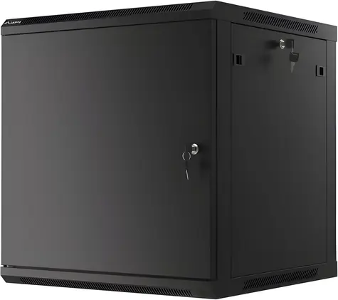 Lanberg WF01-6612-00B čierna / Nástenný rozvádzač / 19" / 12U / 600×600 mm / Kovové dvere / Flat pack