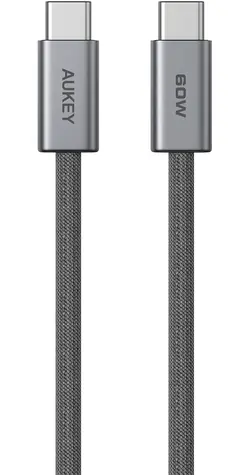 Aukey kábel USB-C - USB-C 1.8 m šedá / Kábel / USB-C - USB-C / 1.8 m
