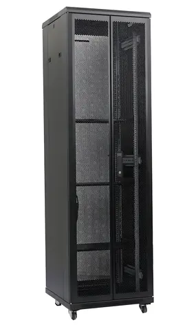 Xtendlan TELCO 42U/800x1000 čierna / Stojanový rozvádzač / 19" / Perforované dvojkrídlové dvere a chrbát