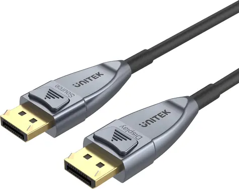Unitek C1618GY sivá / Kábel DisplayPort / optický aktívny / 20 m / DP 1.4 / 8K 60Hz