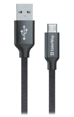 Colorway čierna / Dátový kábel / USB-A - Micro USB / 2,1 A / 1 m