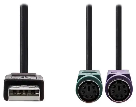 Nedis adaptér USB-A - 2x PS/2 čierna / Adaptér / 480 Mbps / 30 cm