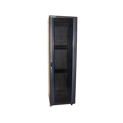 Xtendlan 47U/600x1000 čierna / Stojanový rozvádzač / 19" / sklenené dvere / perforovaný chrbát