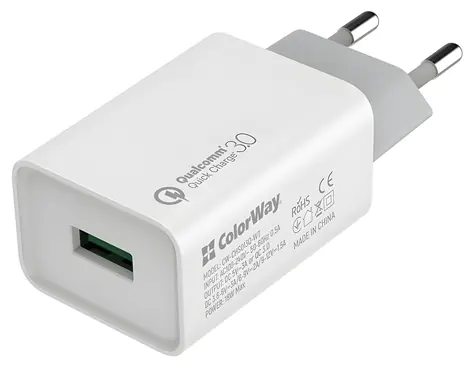 Colorway Sieťová nabíjačka 18W / Nabíjačka / 1x USB / 100-240V