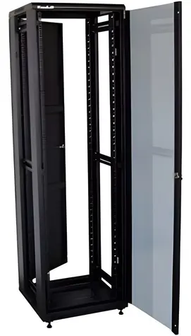 Xtendlan 47U/800x1200 čierny / Stojanový rozvádzač / 19" / sklenené dvere / plný chrbát