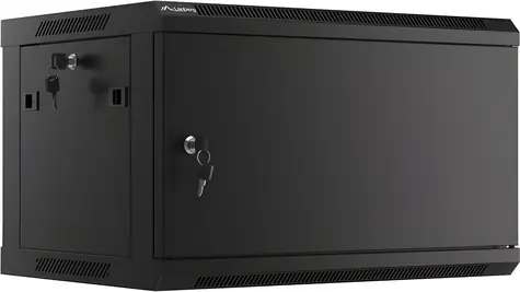 Lanberg WF01-6406-00B čierna / Nástenný rozvádzač 19" / 6U / 600×450 mm / kovové dvere / flat pack