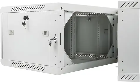 Lanberg WF02-6606-10S sivá / Nástenný rozvádzač 19" / 6U / 600×600 mm / dvojdielny / presklené dvere