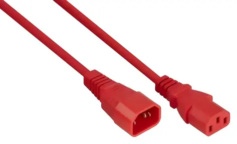 Kabelmeister C14 - C13 červená / Predlžovací kábel / 5 m / 10 A