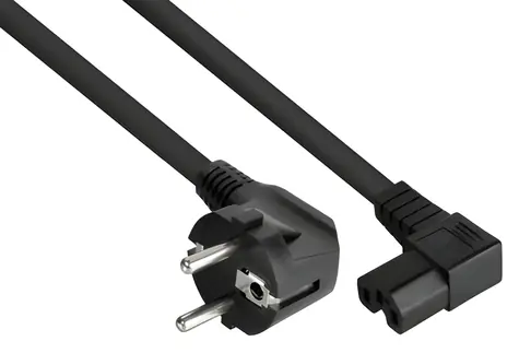Kabelmeister napájací kábel vidlica E+F - IEC C15 lomený čierny 1m / Napájací kábel / CEE 7/7 - C15 / 1,5 mm2 / 10A