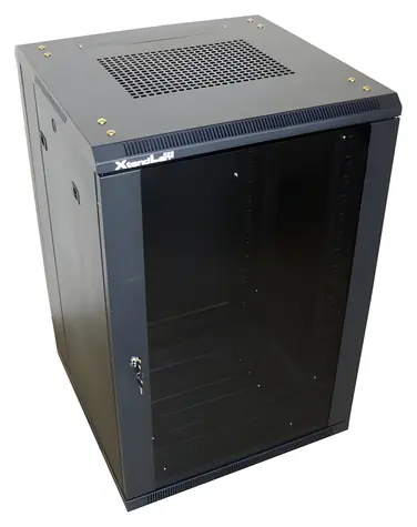 Xtendlan 18U/800x1000 čierna / Stojanový rozvádzač / 19" / sklenené dvere / plný chrbát