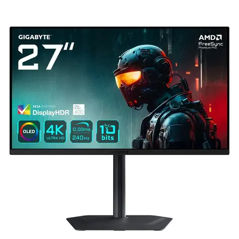 27" GIGABYTE MO27U2 čierna / Monitor / QD-OLED / 4K UHD / 240Hz / 0,03ms / HDMI 2.1