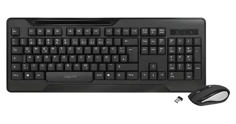 LogiLink ComboSet čierna / Bezdrôtová sada klávesnice a myši / 1000 DPI / 2.4 GHz