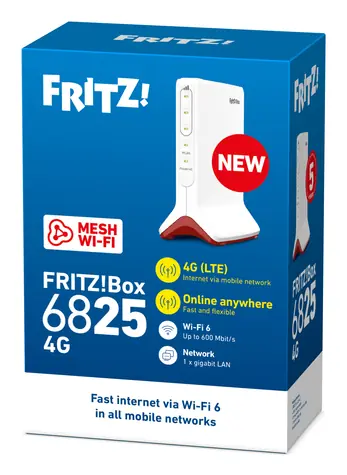 AVM FRITZ! Box 6825 / 4G LTE Router / Wi-Fi 6 (802.11ax) / 1x LAN / NanoSIM