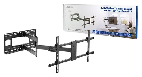 LogiLink nástenný držiak TV 43-80" čierna / Držiak TV / VESA do 819x410 / náklon a výkyv / do 50 kg