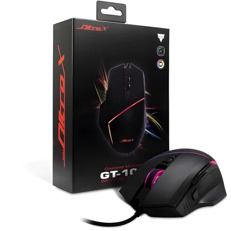 Inter-tech Nitrox GT-100 RGB čierna / Herná myš / 6400 DPI / 7 tlačidiel / RGB / USB