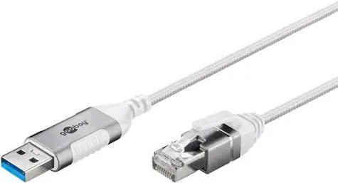 Goobay USB-A - RJ-45 Slim biela / USB LAN adaptér / USB 3.2 Gen 1 / Cat.6 FTP / 1 Gbit / s / 1 m