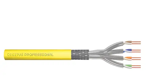 Digitus DK-1743-A-VH-1 žltý / Inštalačný kábel / Cat.7a S/FTP / 100 m / AWG 22/1 / LSZH