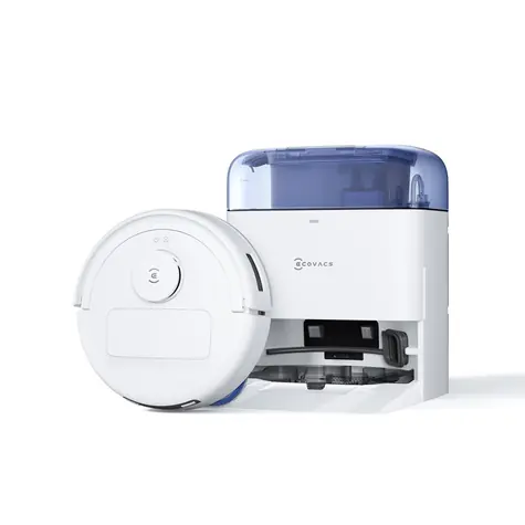 Ecovacs Deebot Mini biela, modrá / Robotický vysávač / vysávanie & mopovanie / LiDAR / 9000 Pa / stanica Mini OMNI