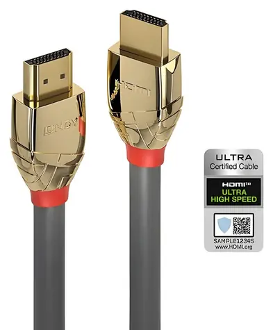 Lindy Gold Line 1m šedá / HDMI kábel / Ultra High Speed / HDMI 2.1 / 48Gbps / pozlátené konektory