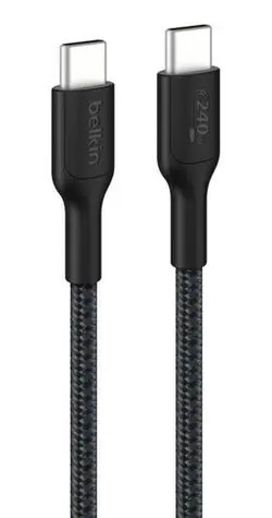 Belkin USB-C - USB-C čierna / Opletený kábel / 240 W / 1 m