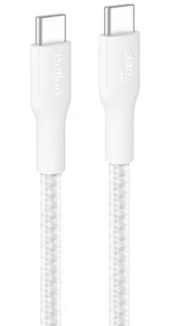 Belkin CAB025hq3MWH biela / Kábel USB-C - USB-C / 240W / 3M / opletený
