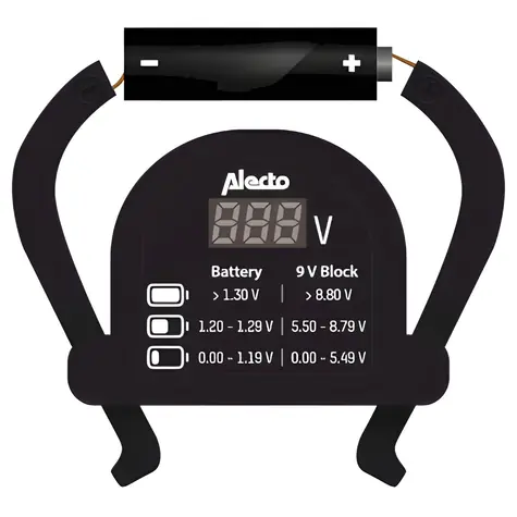 Alecto BTT2 / Tester batérií / AA / AAA / C / D / 9V a gombíkové / LCD displej