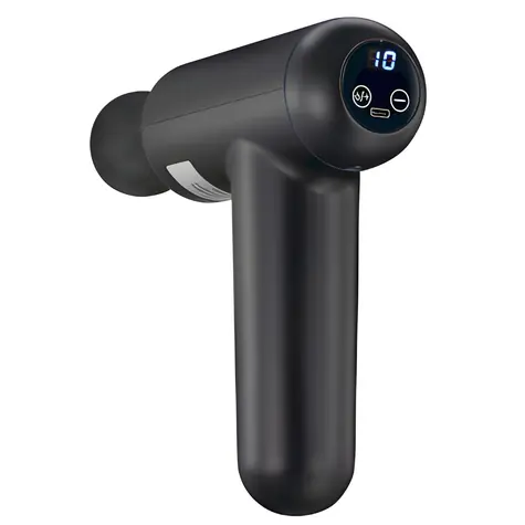 Melissa Masážna pištoľ 4 hlavice čierna / Masážna pištoľ / 32 stupňov intenzity / LED displej / 1200 mAh